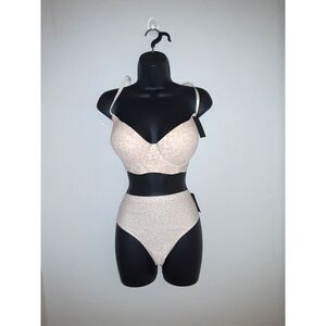 Youmita 38D Beige Leopard Print Bra and XL Seamless Panty NWT